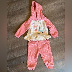 Kids Headquarters Pink and White Graphic Hoodie Set